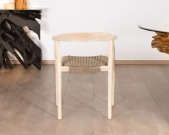 Hot Lot de 4 chaises en teck naturel et assise tressée "Tiska" Chaise