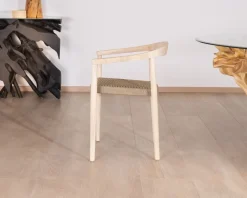 Hot Lot de 4 chaises en teck naturel et assise tressée