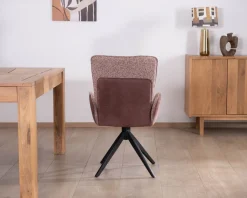 New Lot de 2 chaises en tissu bi-matière prune