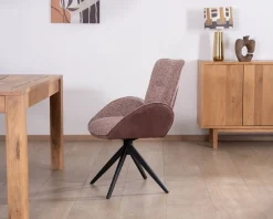 New Lot de 2 chaises en tissu bi-matière prune