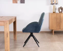 Sale Lot de 2 chaises en tissu bi-texturé bleu foncé