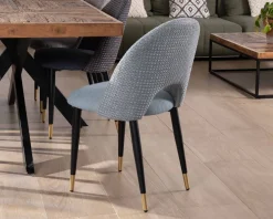 Best Lot de 2 chaises en tissu bleu clair et pieds métal laqué noir "Vermont" Chaise