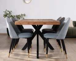 Best Lot de 2 chaises en tissu bleu clair et pieds métal laqué noir "Vermont" Chaise