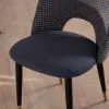 Lot de 2 chaises en tissu bleu foncé et pieds métal laqué noir "Vermont" Chaise