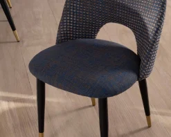 Lot de 2 chaises en tissu bleu foncé et pieds métal laqué noir "Vermont" Chaise