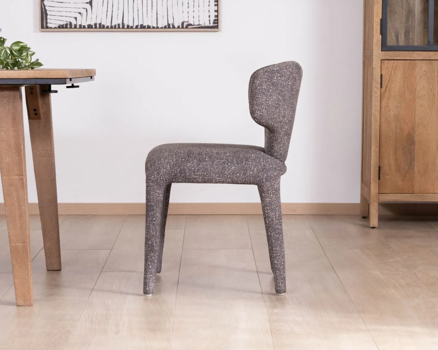 Outlet Lot de 2 chaises en tissu chiné gris foncé “Milano” revêtement intégral esprit design Chaise