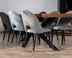 Lot de 2 chaises en tissu gris et pieds métal laqué noir "Vermont" Chaise