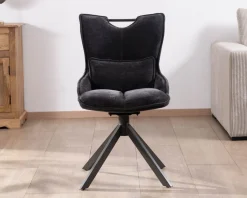 Hot Lot de 2 chaises en tissu gris sur pied tournant en métal