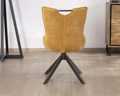 Lot de 2 chaises en tissu jaune moutarde sur pied rotatif en métal "Biorg" style rétro Chaise