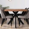 New Lot de 2 chaises en tissu taupe et pieds métal laqué noir "Vermont" Chaise