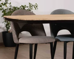 New Lot de 2 chaises en tissu taupe et pieds métal laqué noir