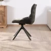Clearance Lot de 2 chaises en tissu vert sur pied rotatif en métal "Biorg" style rétro Chaise