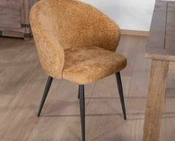 Best Lot de 2 chaises enveloppantes en tissu jaune et pieds métal noirs