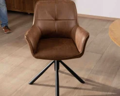 Best Lot de 2 chaises enveloppantes sur pied rotatif "Ritchey" tissu microfibre havane Chaise