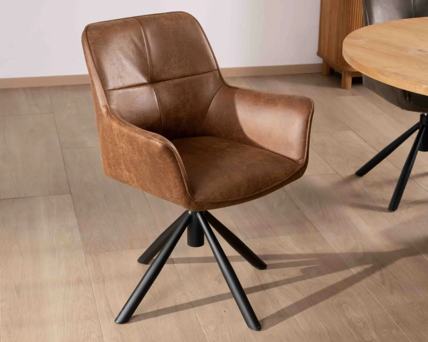 Best Lot de 2 chaises enveloppantes sur pied rotatif "Ritchey" tissu microfibre havane Chaise