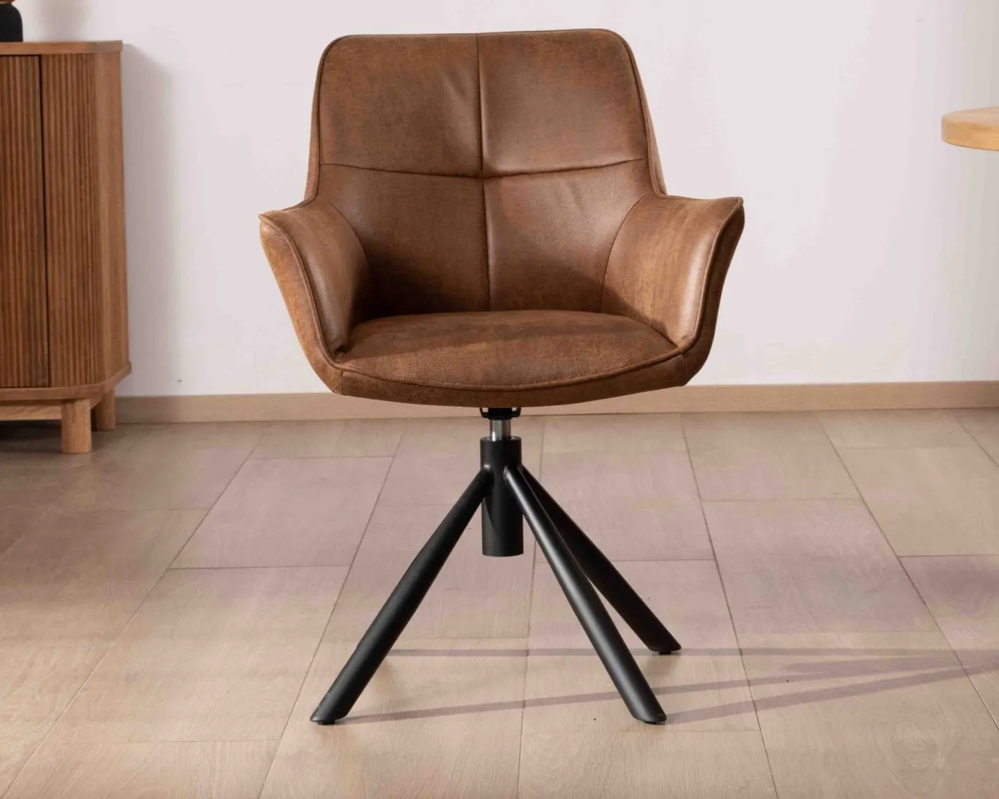 Best Lot de 2 chaises enveloppantes sur pied rotatif "Ritchey" tissu microfibre havane Chaise