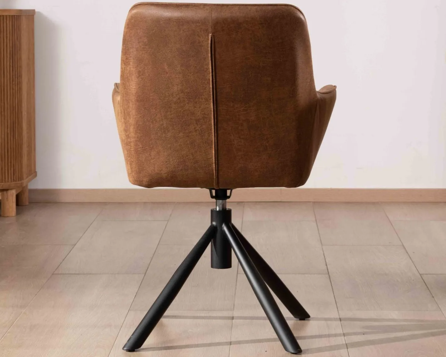 Best Lot de 2 chaises enveloppantes sur pied rotatif "Ritchey" tissu microfibre havane Chaise