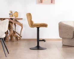 Discount Lot de 2 chaises hautes en tissu moutarde