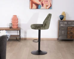 Online Lot de 2 chaises hautes réglables et pivotantes en velours vert kaki