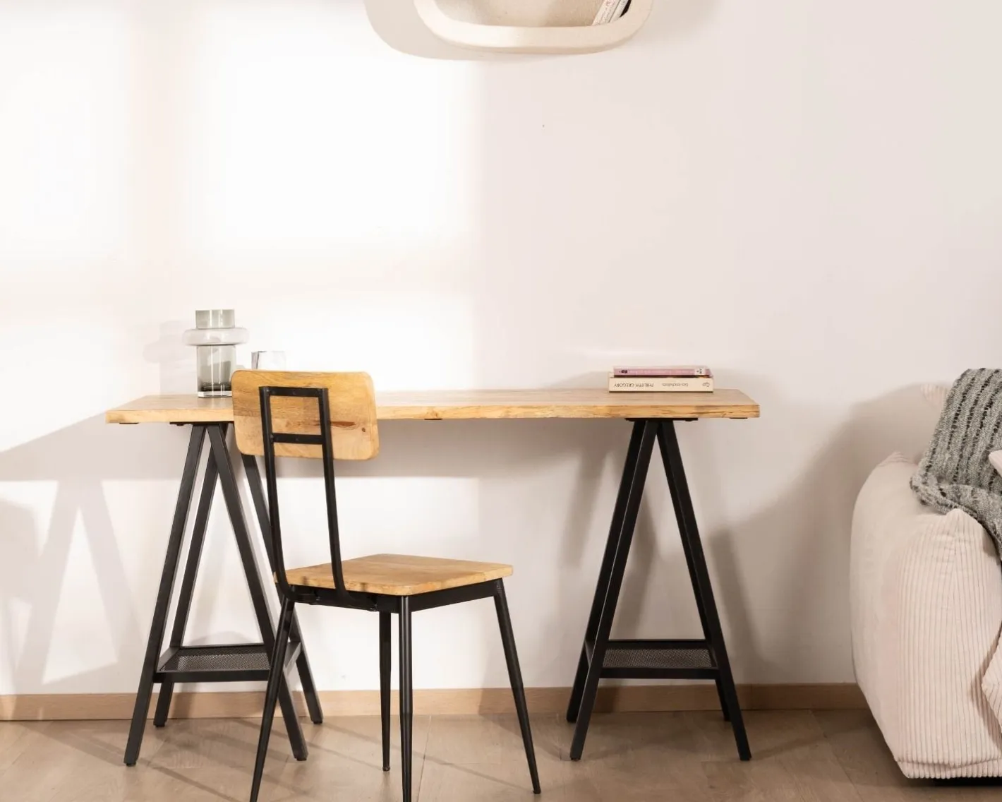 Outlet Lot de 2 chaises industrielles bois massif métal noir "Atelier Kraft" Chaise