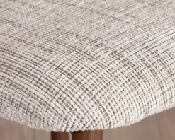 Outlet Lot de 2 chaises mi-hauteur rétro en tissu tramé beige et marron "Arpège" pieds métal aspect noyer Chaise De Bar