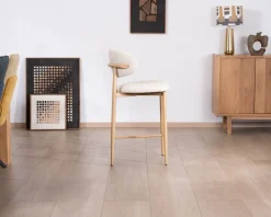 Sale Lot de 2 chaises mi-hauteur style scandinave en tissu blanc cassé