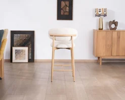 Sale Lot de 2 chaises mi-hauteur style scandinave en tissu blanc cassé
