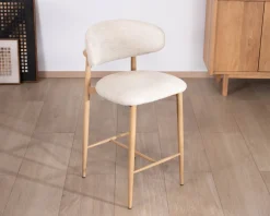 Sale Lot de 2 chaises mi-hauteur style scandinave en tissu blanc cassé