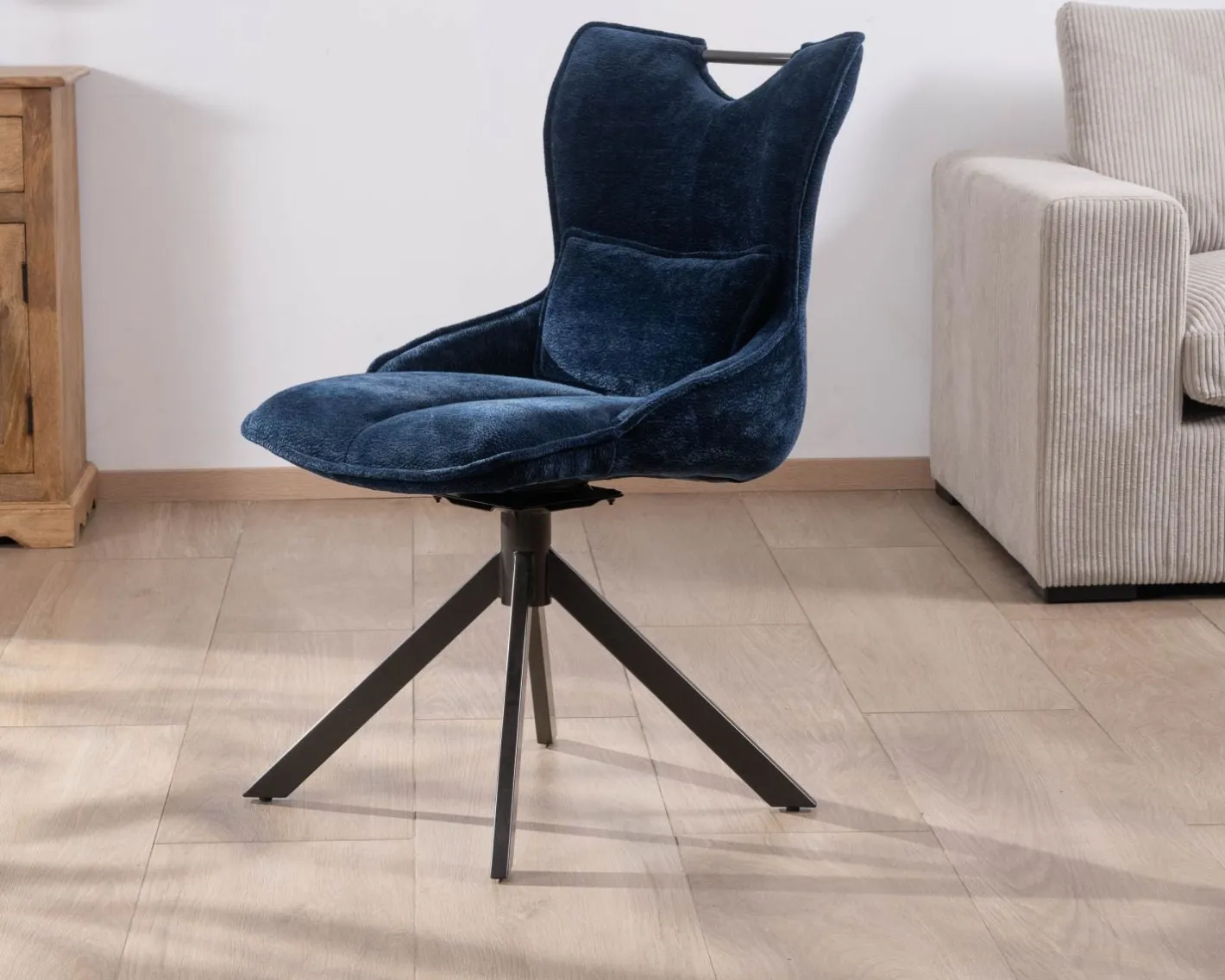 Online Lot de 2 chaises pivotantes en tissu bleu sur pied étoile en métal "Biorg" Chaise