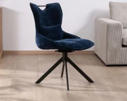 Online Lot de 2 chaises pivotantes en tissu bleu sur pied étoile en métal