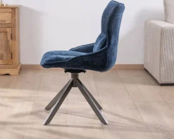 Online Lot de 2 chaises pivotantes en tissu bleu sur pied étoile en métal