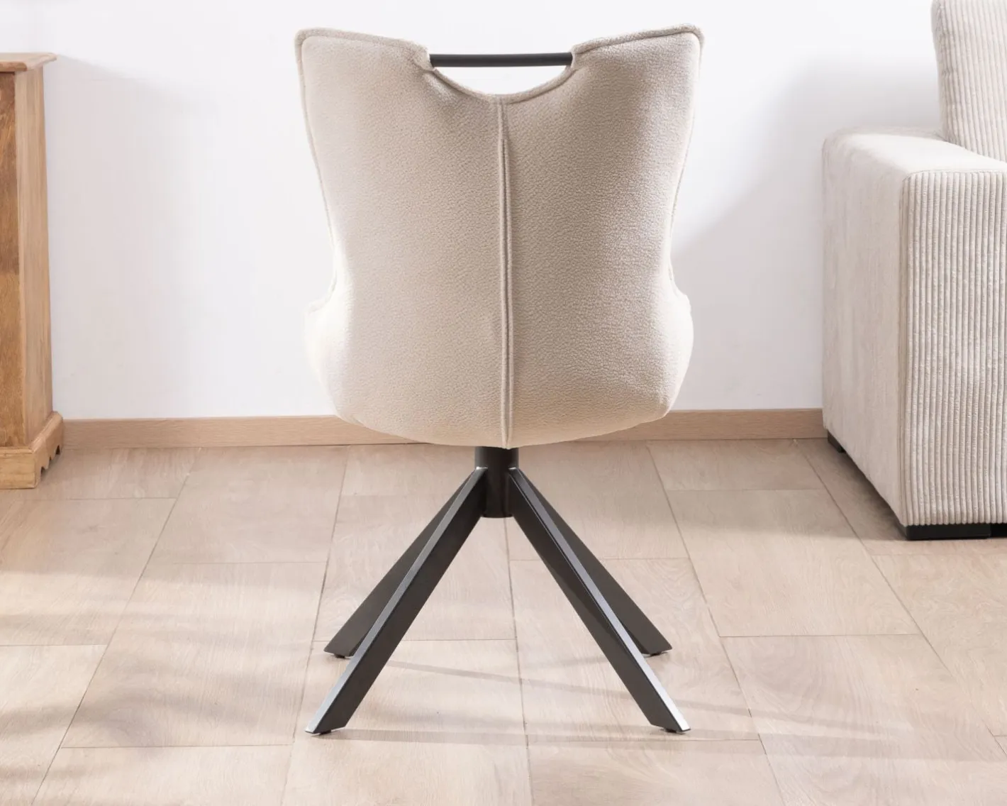 Online Lot de 2 chaises pivotantes sur pied étoile en métal "Biorg" en tissu blanc Chaise