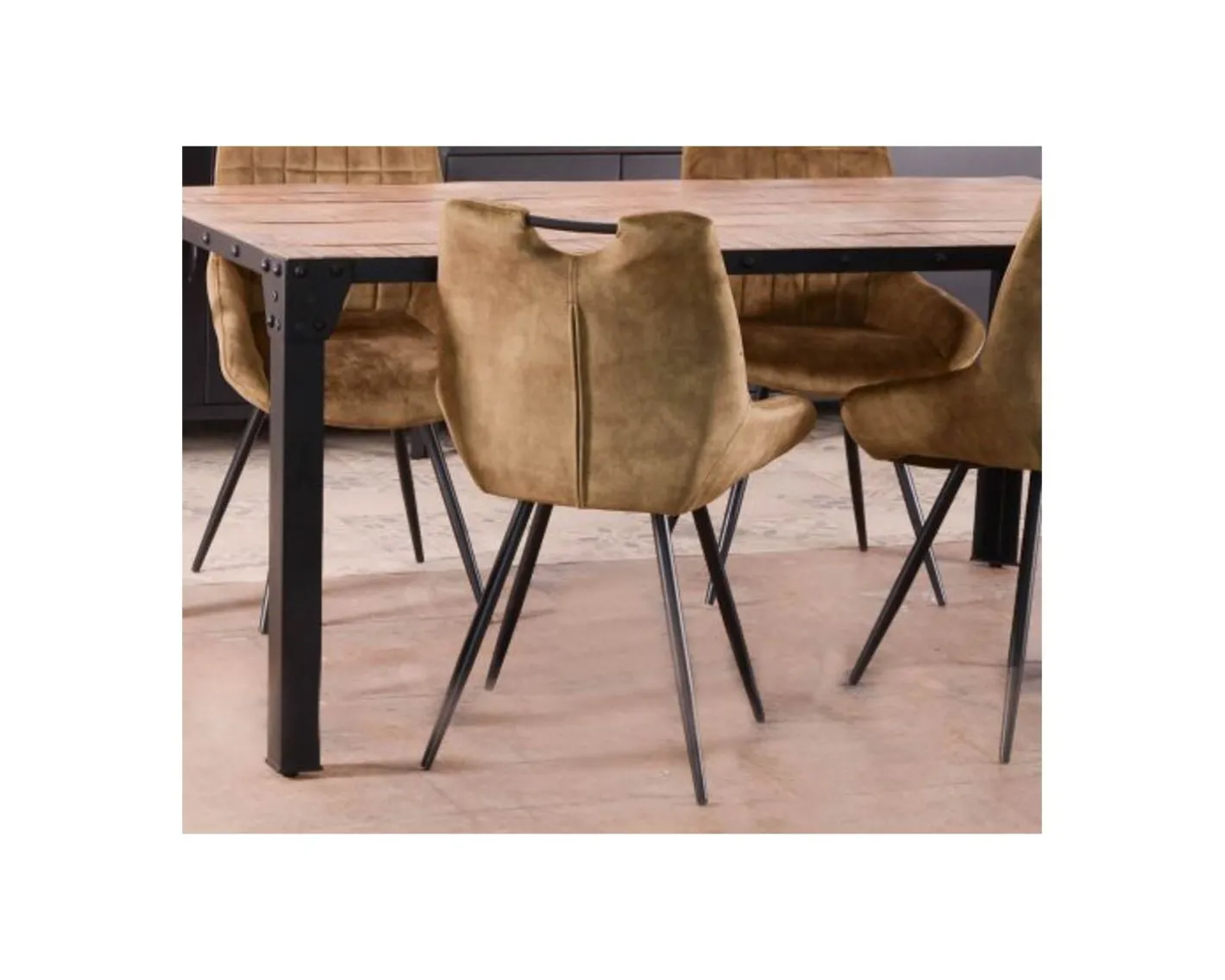 Hot Lot de 4 chaises scandinaves grises et noires tissu et métal "Dina" Chaise