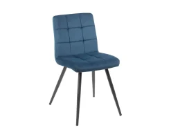 Hot Lot de 4 chaises scandinaves tissu bleu métal noir
