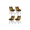 Hot Lot de 4 chaises scandinaves tissu kaki pieds noirs en métal "Dina" Chaise