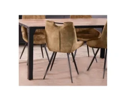 Hot Lot de 4 chaises scandinaves tissu kaki pieds noirs en métal
