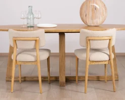 Discount Lot de 2 chaises style scandinave en frêne naturel et tissu beige "Isadora" Chaise