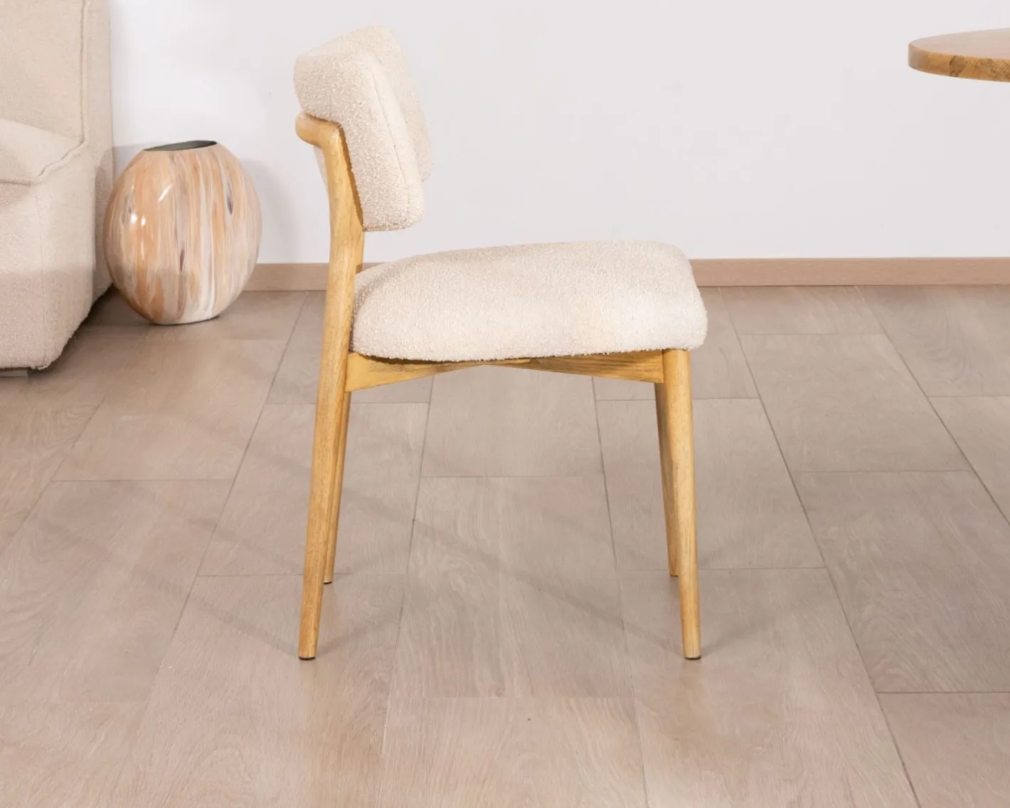 Discount Lot de 2 chaises style scandinave en frêne naturel et tissu beige "Isadora" Chaise