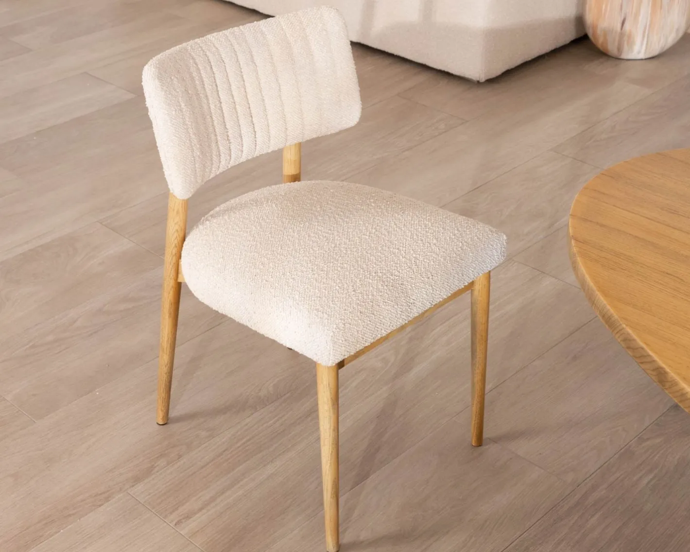Discount Lot de 2 chaises style scandinave en frêne naturel et tissu beige "Isadora" Chaise