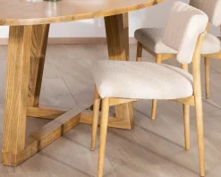 Discount Lot de 2 chaises style scandinave en frêne naturel et tissu beige