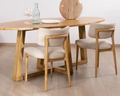 Discount Lot de 2 chaises style scandinave en frêne naturel et tissu beige