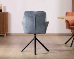 Sale Lot de 2 chaises tournantes en tissu bleu et pieds métal "Ewing" Chaise