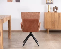 Outlet Lot de 2 chaises tournantes en tissu bi-texturé terracotta