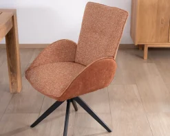 Outlet Lot de 2 chaises tournantes en tissu bi-texturé terracotta
