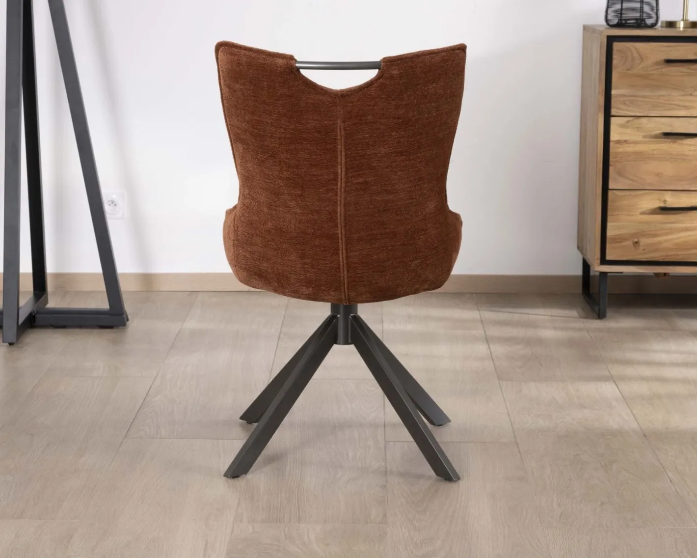 Clearance Lot de 2 chaises tournantes style rétro "Biorg" en tissu rouille Chaise