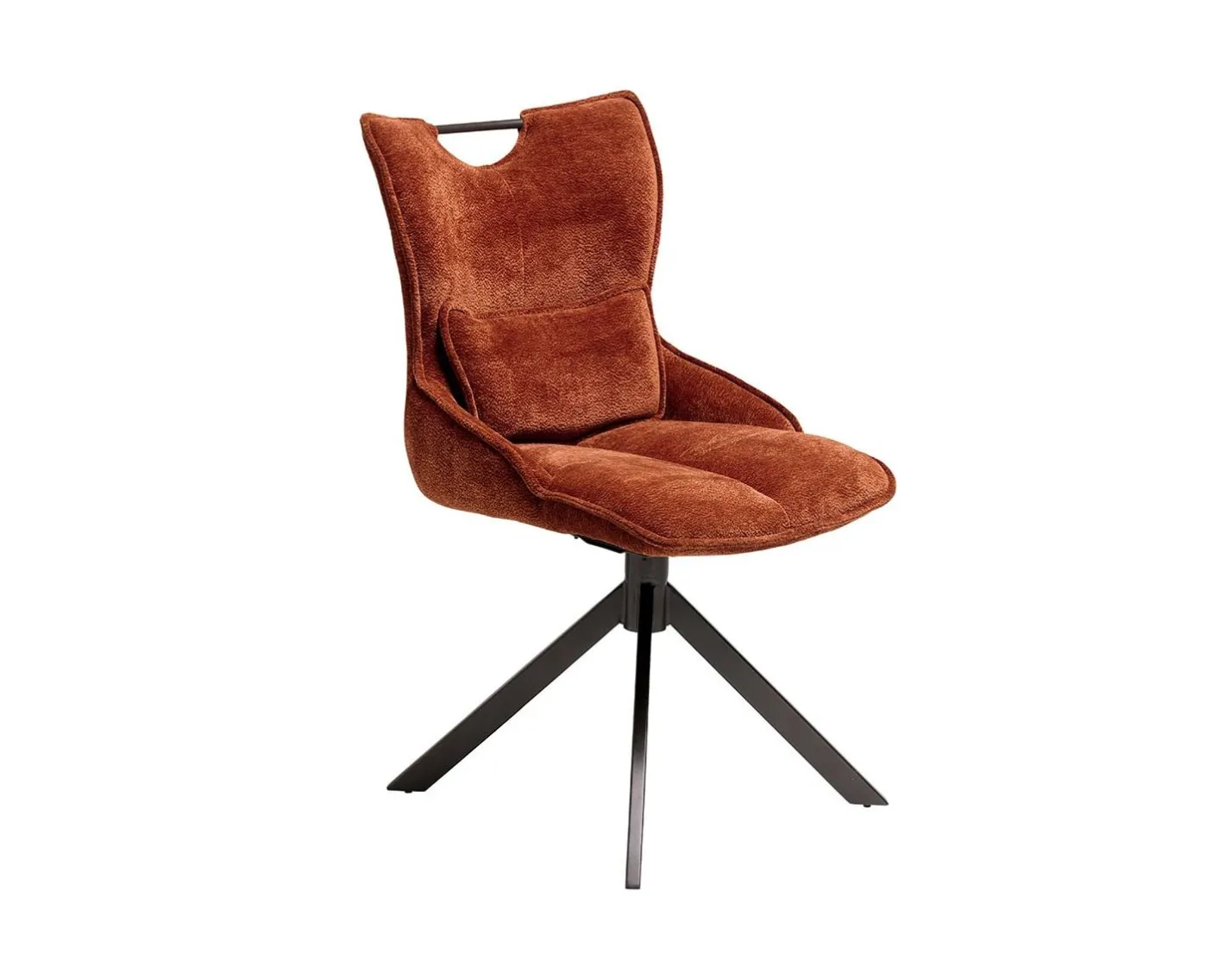 Clearance Lot de 2 chaises tournantes style rétro "Biorg" en tissu rouille Chaise
