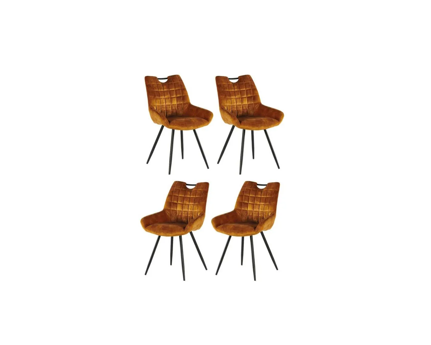 Lot de 4 chaises velours jaune moutarde et noires "Dina" Casita Chaise