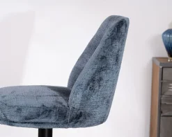 New Lot de 2 confortables chaises de bar pivotantes en tissu bleu 