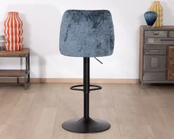 New Lot de 2 confortables chaises de bar pivotantes en tissu bleu 