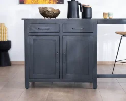 Online Îlot de cuisine noir avec coin repas "Grand Chef" en manguier et granit Billot Et Ilot De Cuisine